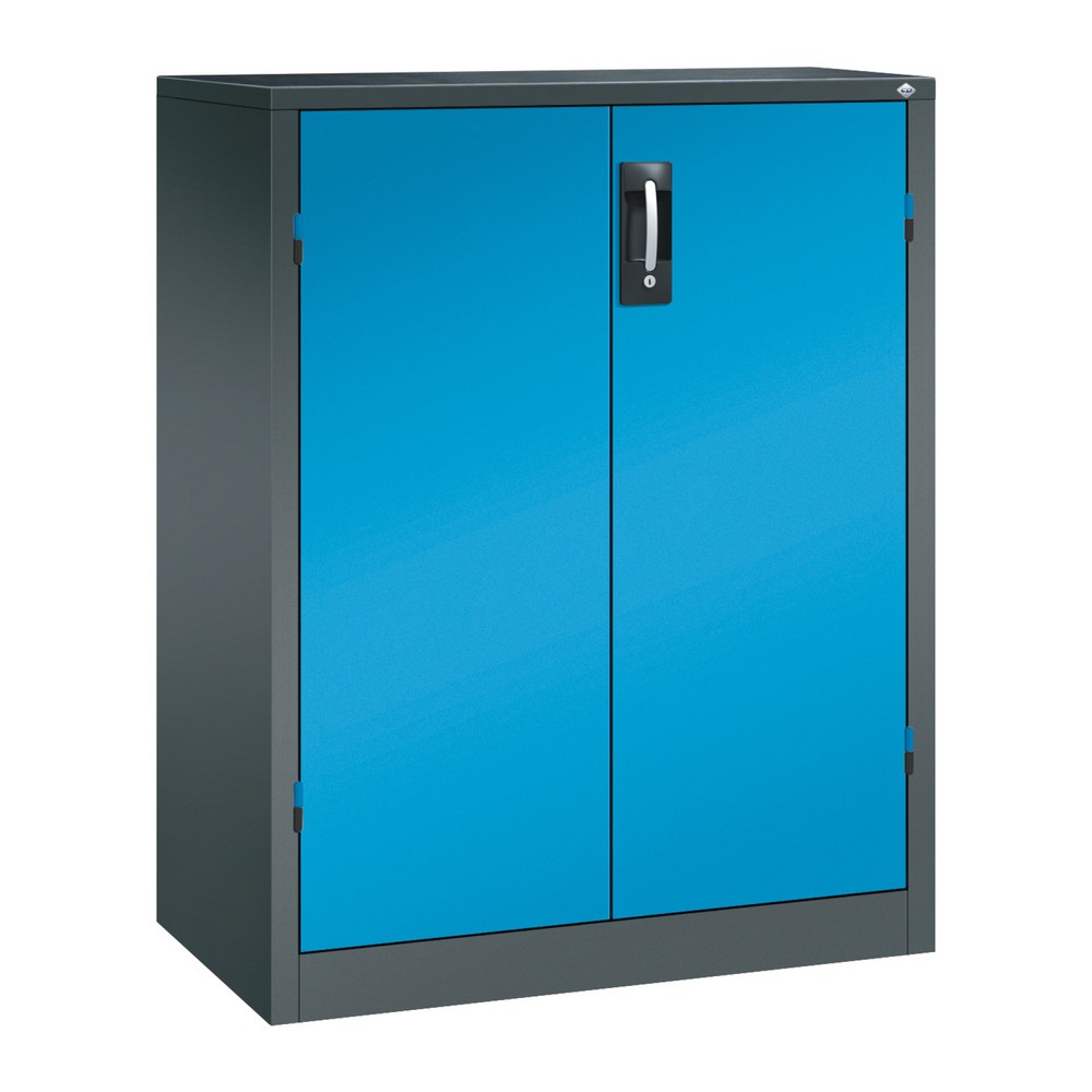 Illustration du produit: Armoire pour charges lourdes C+P avec 2 tablettes, H x l x P 1 200 x 930 x 500 mm, gris anthracite, bleu clair