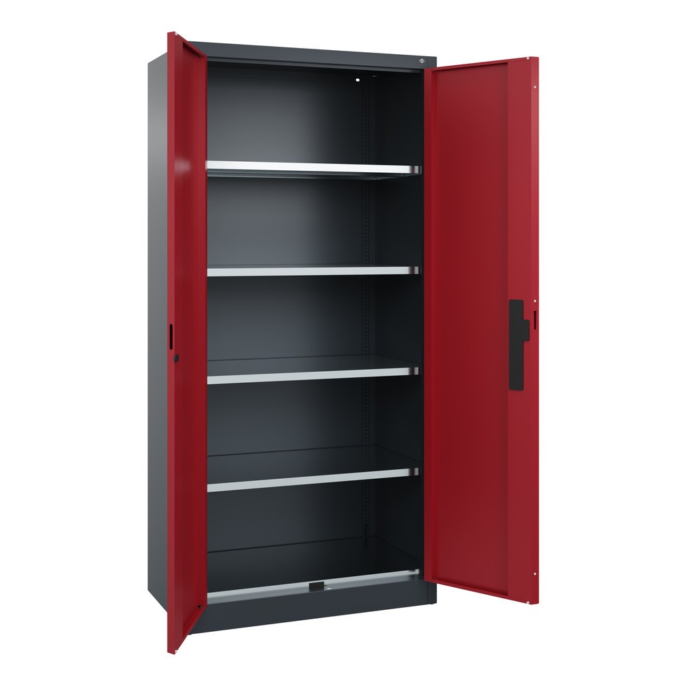 Produktabbildung Nr. 5: Armoire pour charges lourdes C+P avec 4 tablettes, H x l x P 1 950 x 930 x 500 mm, gris anthracite, rouge rubis
