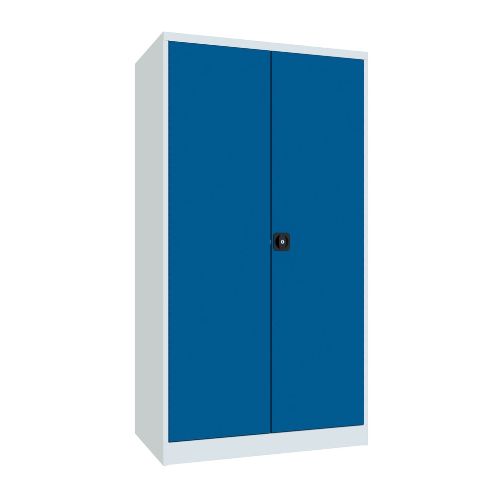 Illustration du produit: Armoire pour charges lourdes PAVOY Premium avec paroi intermédiaire, 8 tablettes, bleu gentiane, gris clair