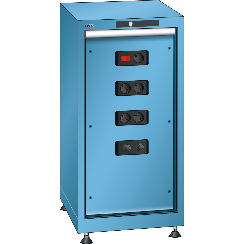 Illustration du produit: Armoire pour modules d'énergie LISTA 18x36E, (lxPxH) 411x725x850 mm, type D/Schuko, bleu clair