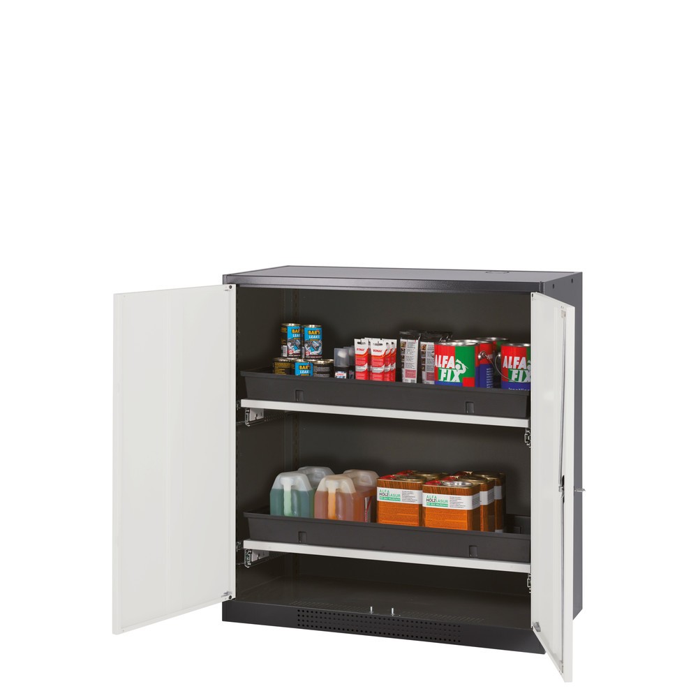 Illustration du produit: Armoire pour produits chimiques et toxiques asecos® avec tablettes extractibles, HxlxP 1 105 x 1 055 x 520 mm, aluminium blanc
