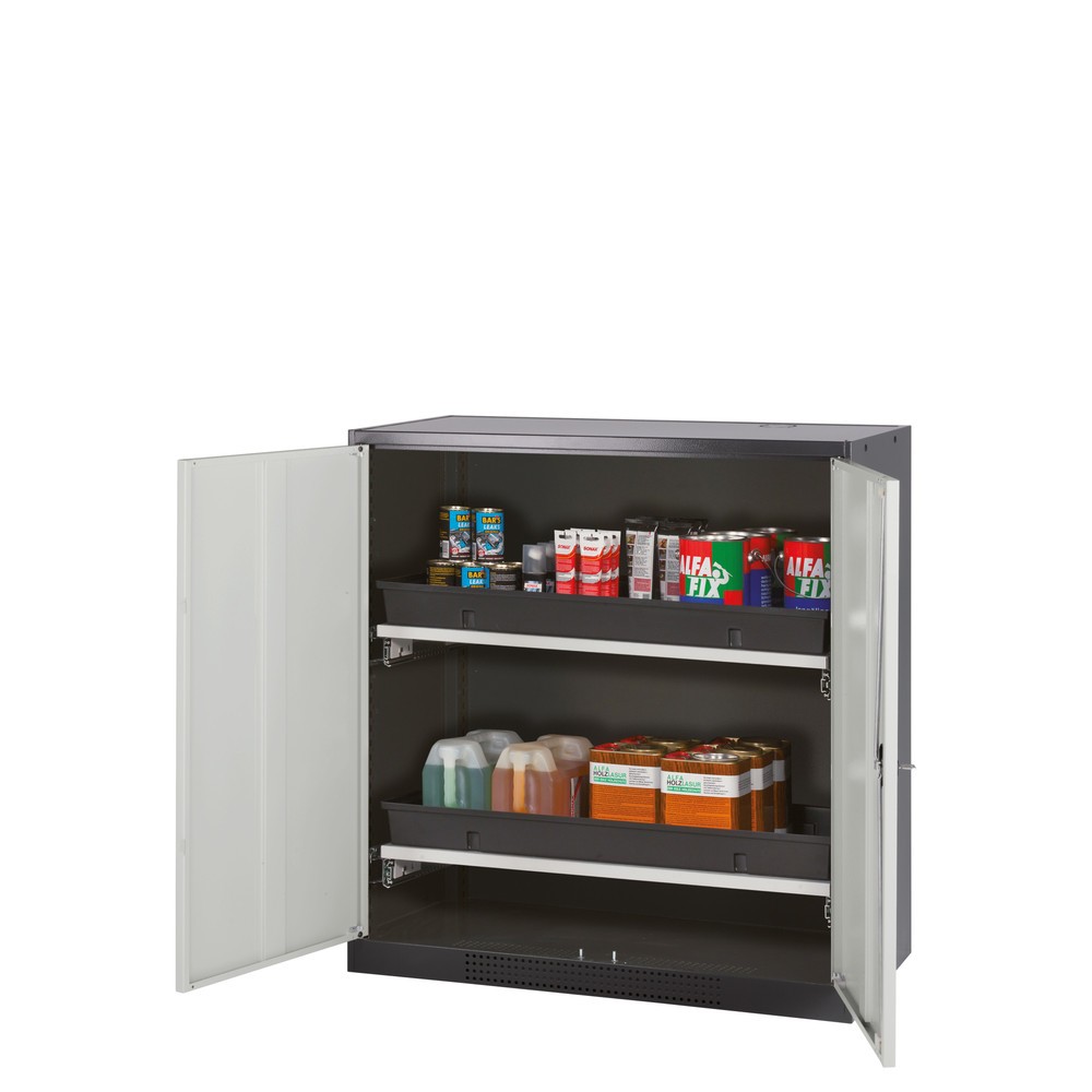 Illustration du produit: Armoire pour produits chimiques et toxiques asecos® avec tablettes extractibles, HxlxP 1 105 x 1 055 x 520 mm, gris clair