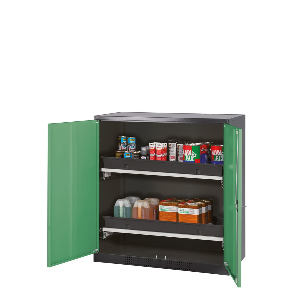 Illustration du produit: Armoire pour produits chimiques et toxiques asecos® avec tablettes extractibles, HxlxP 1 105 x 1 055 x 520 mm, vert réséda