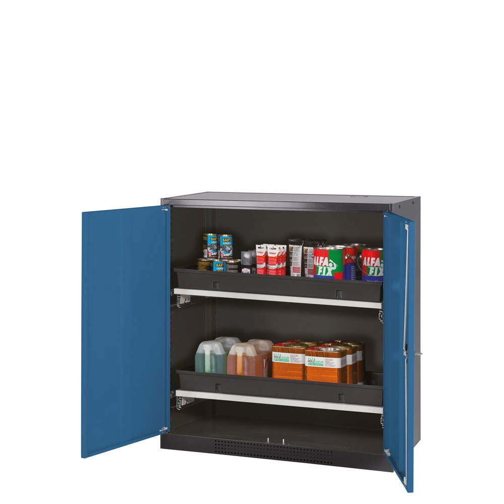 Illustration du produit: Armoire pour produits chimiques et toxiques asecos® avec tablettes extractibles, HxlxP 1 105 x 1 055 x 520 mm, bleu gentiane