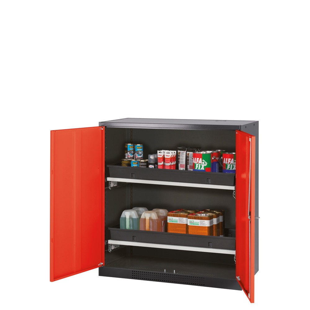 Illustration du produit: Armoire pour produits chimiques et toxiques asecos® avec tablettes extractibles, HxlxP 1 105 x 1 055 x 520 mm, rouge signalisation