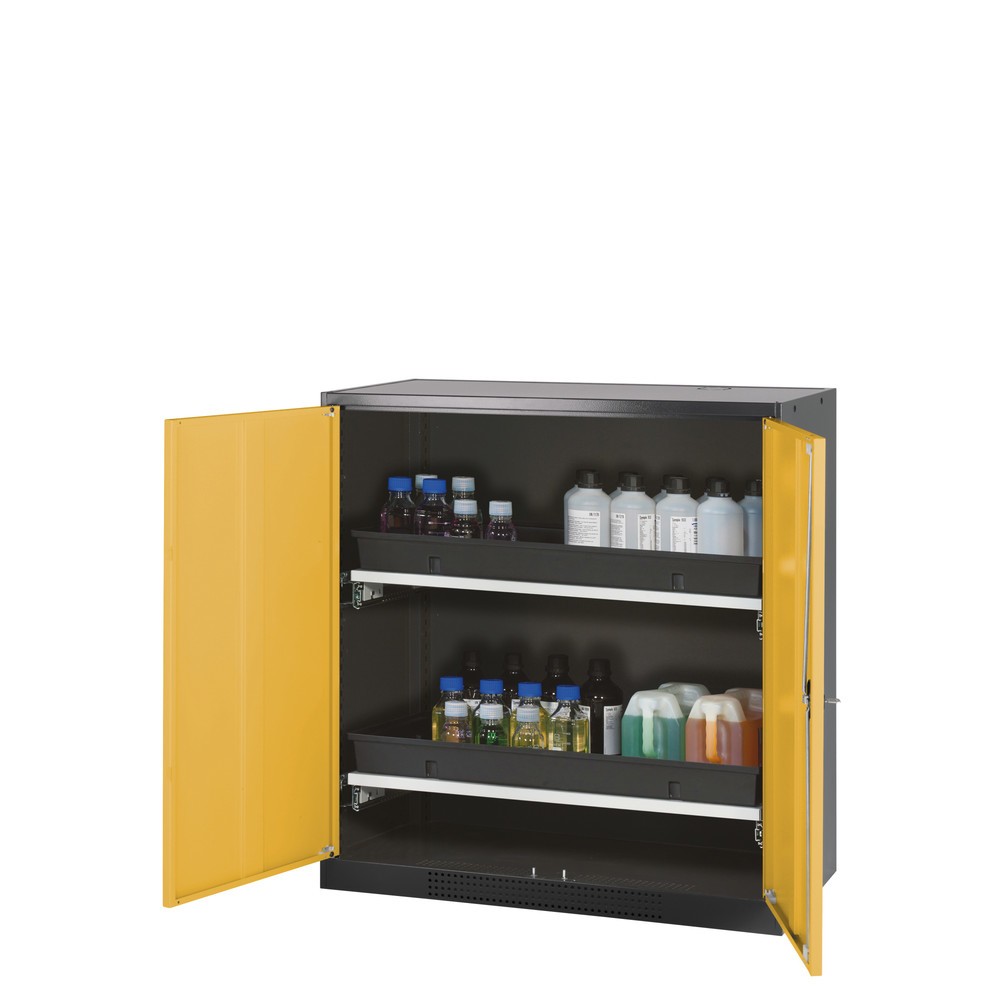 Illustration du produit: Armoire pour produits chimiques et toxiques asecos® avec tablettes extractibles, HxlxP 1 105 x 1 055 x 520 mm, jaune or