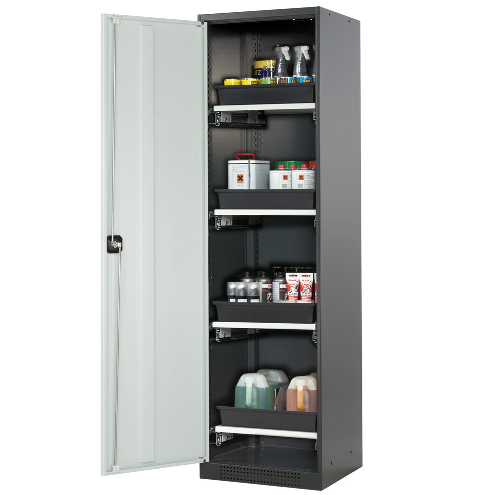 Illustration du produit: Armoire pour produits chimiques et toxiques asecos® avec tablettes extractibles, HxlxP 1 950 x 545 x 520 mm, gris clair