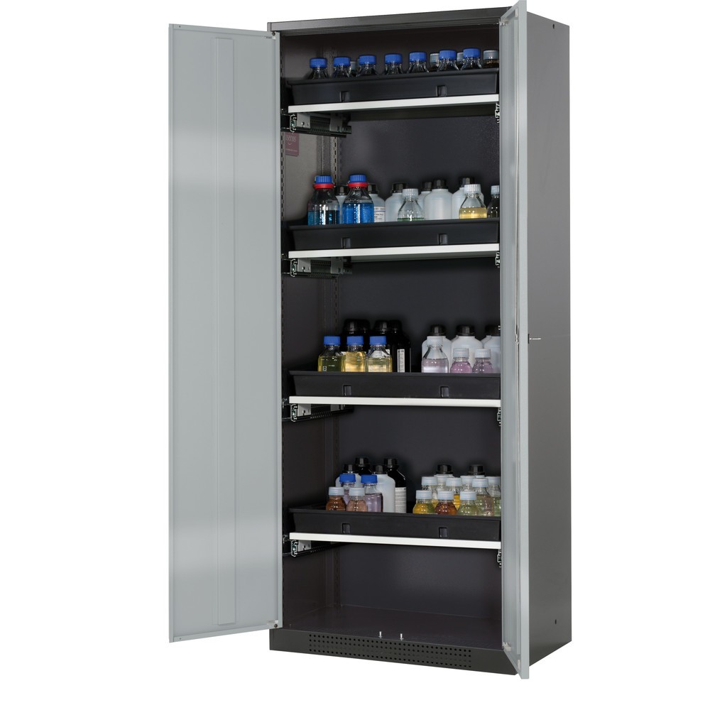 Illustration du produit: Armoire pour produits chimiques et toxiques asecos® avec tablettes extractibles, HxlxP 1 950 x 810 x 520 mm, aluminium blanc