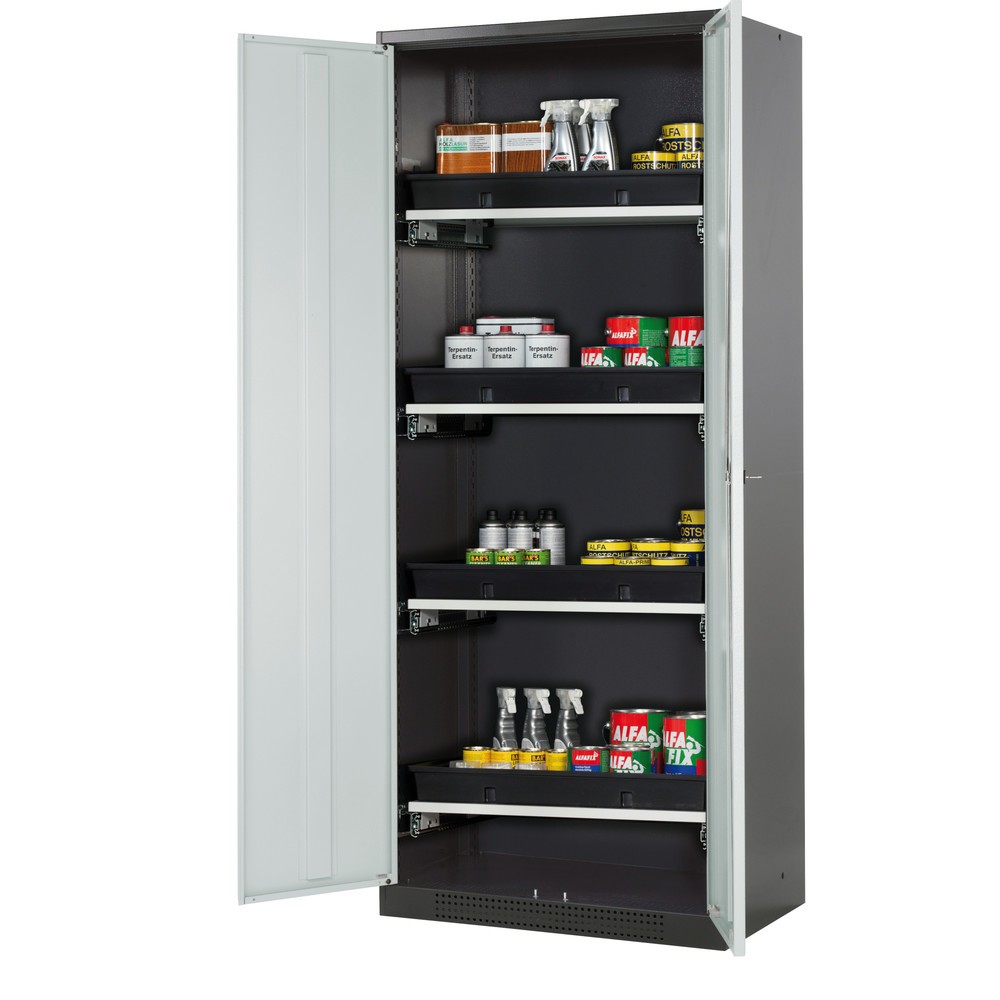 Illustration du produit: Armoire pour produits chimiques et toxiques asecos® avec tablettes extractibles, HxlxP 1 950 x 810 x 520 mm, gris clair