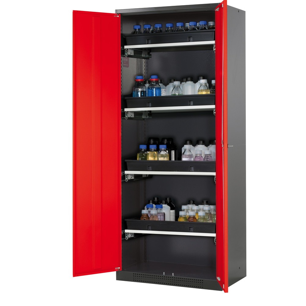 Illustration du produit: Armoire pour produits chimiques et toxiques asecos® avec tablettes extractibles, HxlxP 1 950 x 810 x 520 mm, rouge signalisation