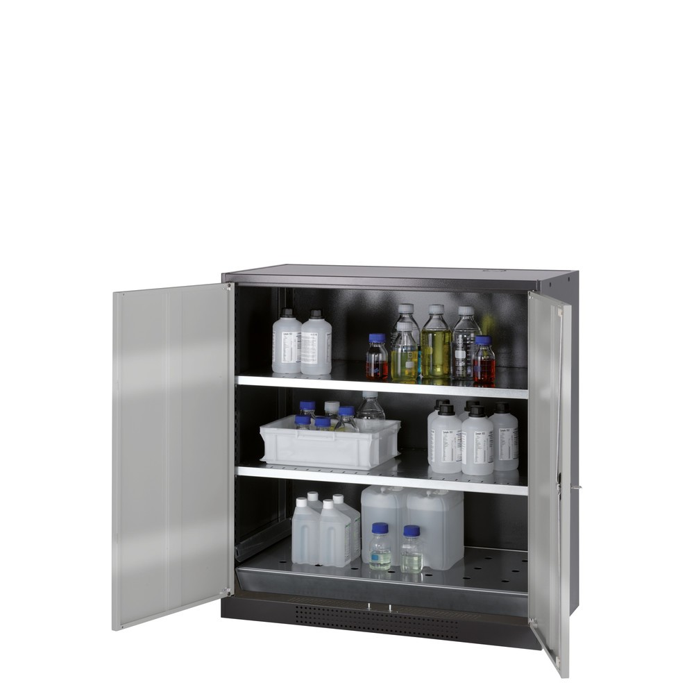 Produktabbildung Nr. 1: Armoire pour produits chimiques et toxiques asecos® avec tablettes, HxlxP 1 105 x 1 055 x 520 mm, blanc pur