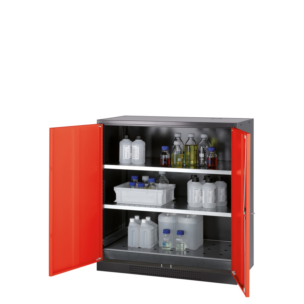 Produktabbildung Nr. 1: Armoire pour produits chimiques et toxiques asecos® avec tablettes, HxlxP 1 105 x 1 055 x 520 mm, rouge signalisation