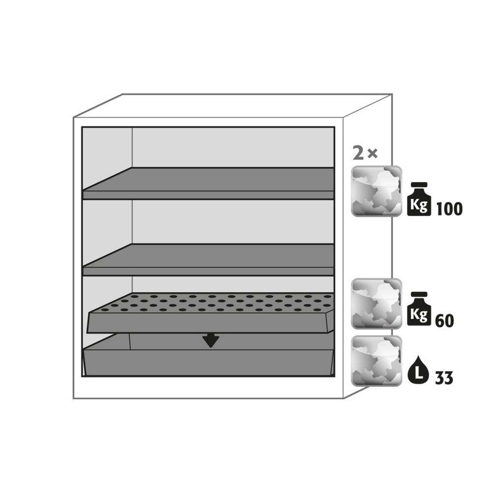 Produktabbildung Nr. 2: Armoire pour produits chimiques et toxiques asecos® avec tablettes, HxlxP 1 105 x 1 055 x 520 mm, aluminium blanc