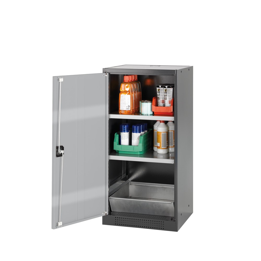 Illustration du produit: Armoire pour produits chimiques et toxiques asecos® avec tablettes, HxlxP 1 105 x 545 x 520 mm, aluminium blanc