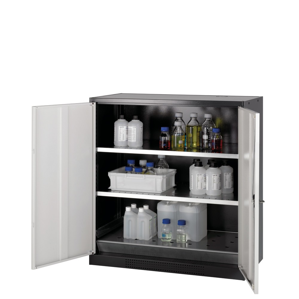 Produktabbildung Nr. 1: Armoire pour produits chimiques et toxiques asecos® avec tablettes, HxlxP 1 105 x 1 055 x 520 mm, gris clair