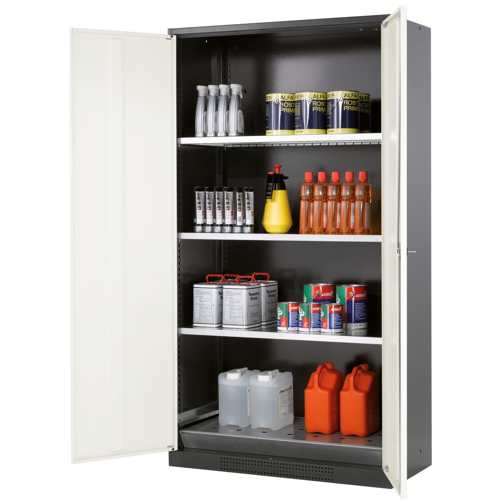 Illustration du produit: Armoire pour produits chimiques et toxiques asecos® avec tablettes, HxlxP 1 950 x 1 055 x 520 mm, blanc pur