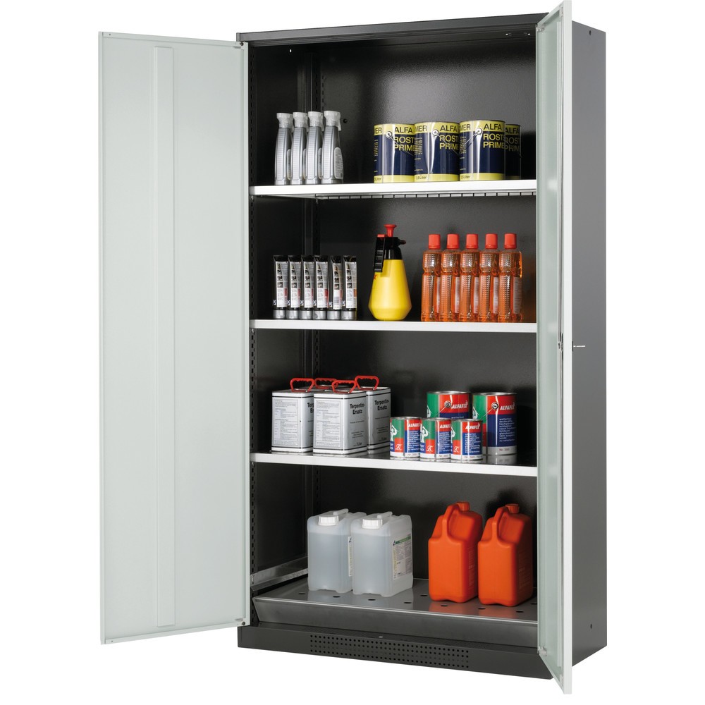 Illustration du produit: Armoire pour produits chimiques et toxiques asecos® avec tablettes, HxlxP 1 950 x 1 055 x 520 mm, gris clair