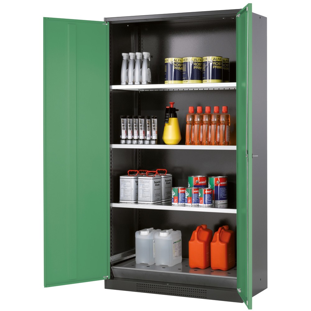 Illustration du produit: Armoire pour produits chimiques et toxiques asecos® avec tablettes, HxlxP 1 950 x 1 055 x 520 mm, vert réséda