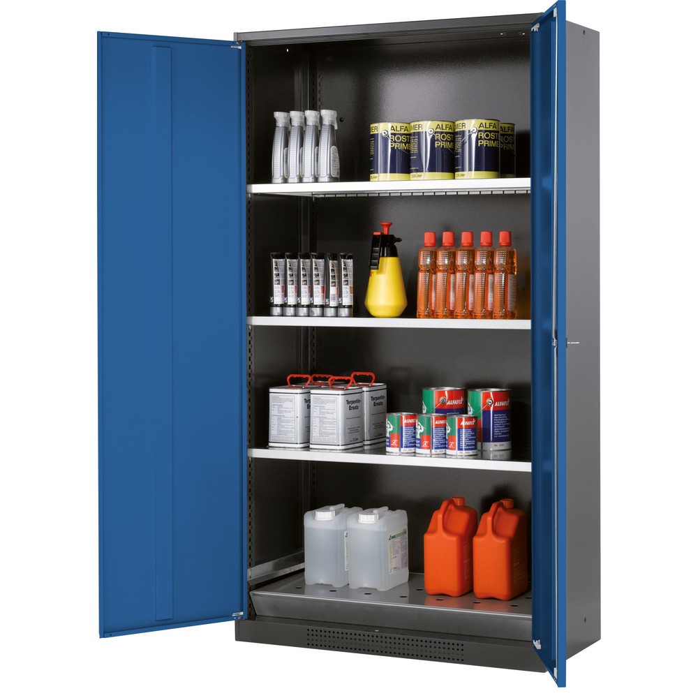 Illustration du produit: Armoire pour produits chimiques et toxiques asecos® avec tablettes, HxlxP 1 950 x 1 055 x 520 mm, bleu gentiane