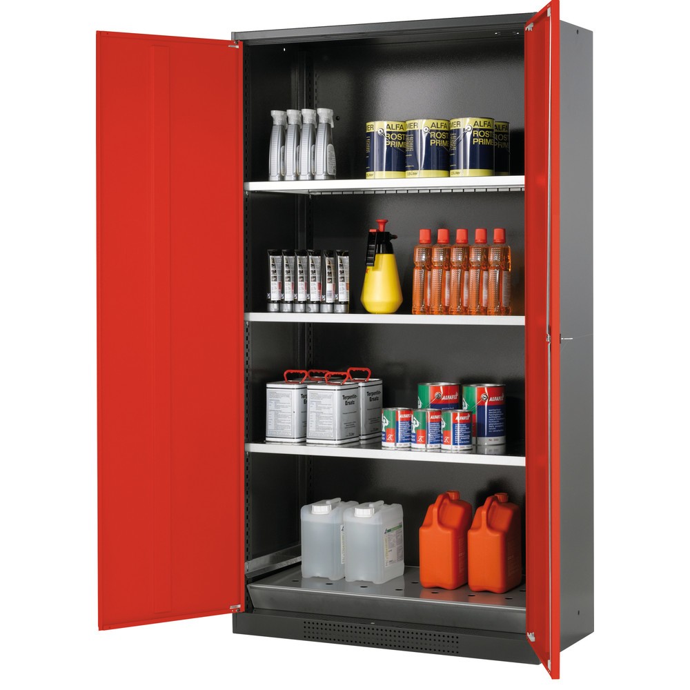 Illustration du produit: Armoire pour produits chimiques et toxiques asecos® avec tablettes, HxlxP 1 950 x 1 055 x 520 mm, rouge signalisation