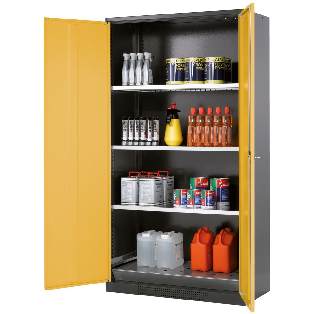 Illustration du produit: Armoire pour produits chimiques et toxiques asecos® avec tablettes, HxlxP 1 950 x 1 055 x 520 mm, jaune or