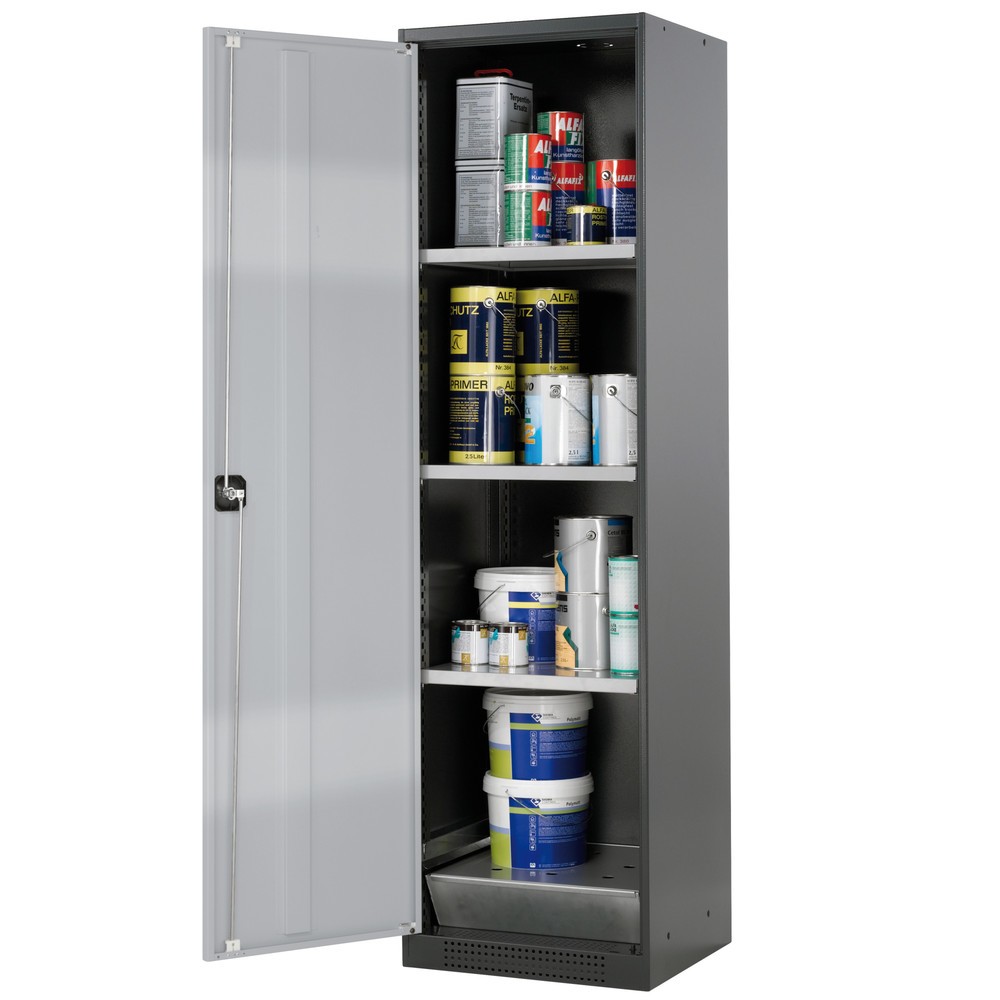 Illustration du produit: Armoire pour produits chimiques et toxiques asecos® avec tablettes, HxlxP 1 950 x 545 x 520 mm, aluminium blanc