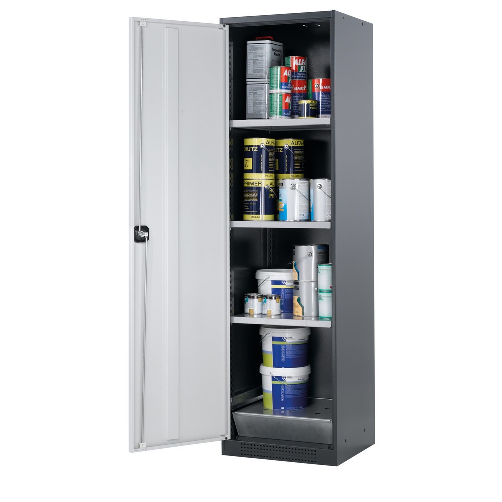 Illustration du produit: Armoire pour produits chimiques et toxiques asecos® avec tablettes, HxlxP 1 950 x 545 x 520 mm, gris clair