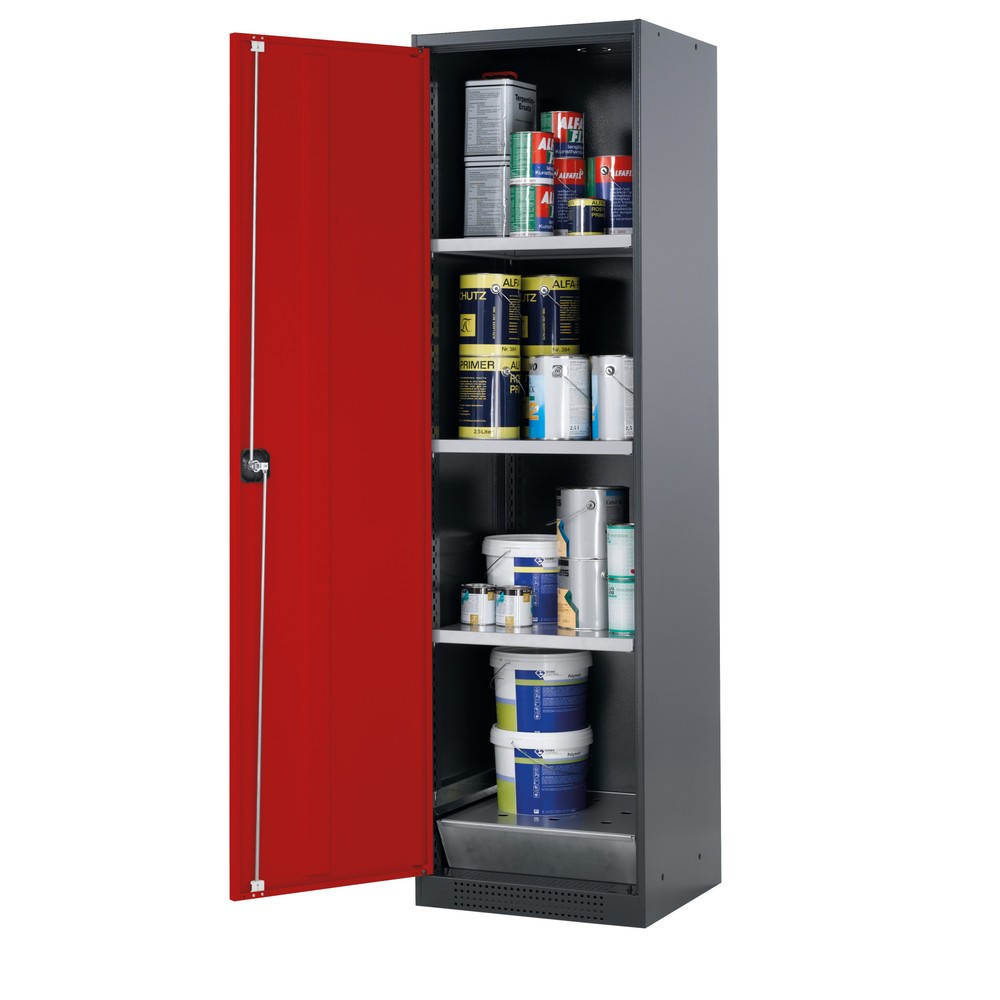 Illustration du produit: Armoire pour produits chimiques et toxiques asecos® avec tablettes, HxlxP 1 950 x 545 x 520 mm, rouge signalisation