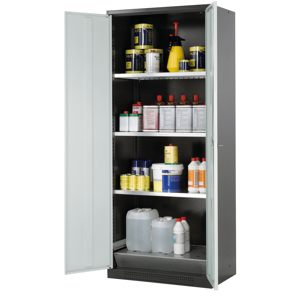 Illustration du produit: Armoire pour produits chimiques et toxiques asecos® avec tablettes, HxlxP 1 950 x 810 x 520 mm, gris clair