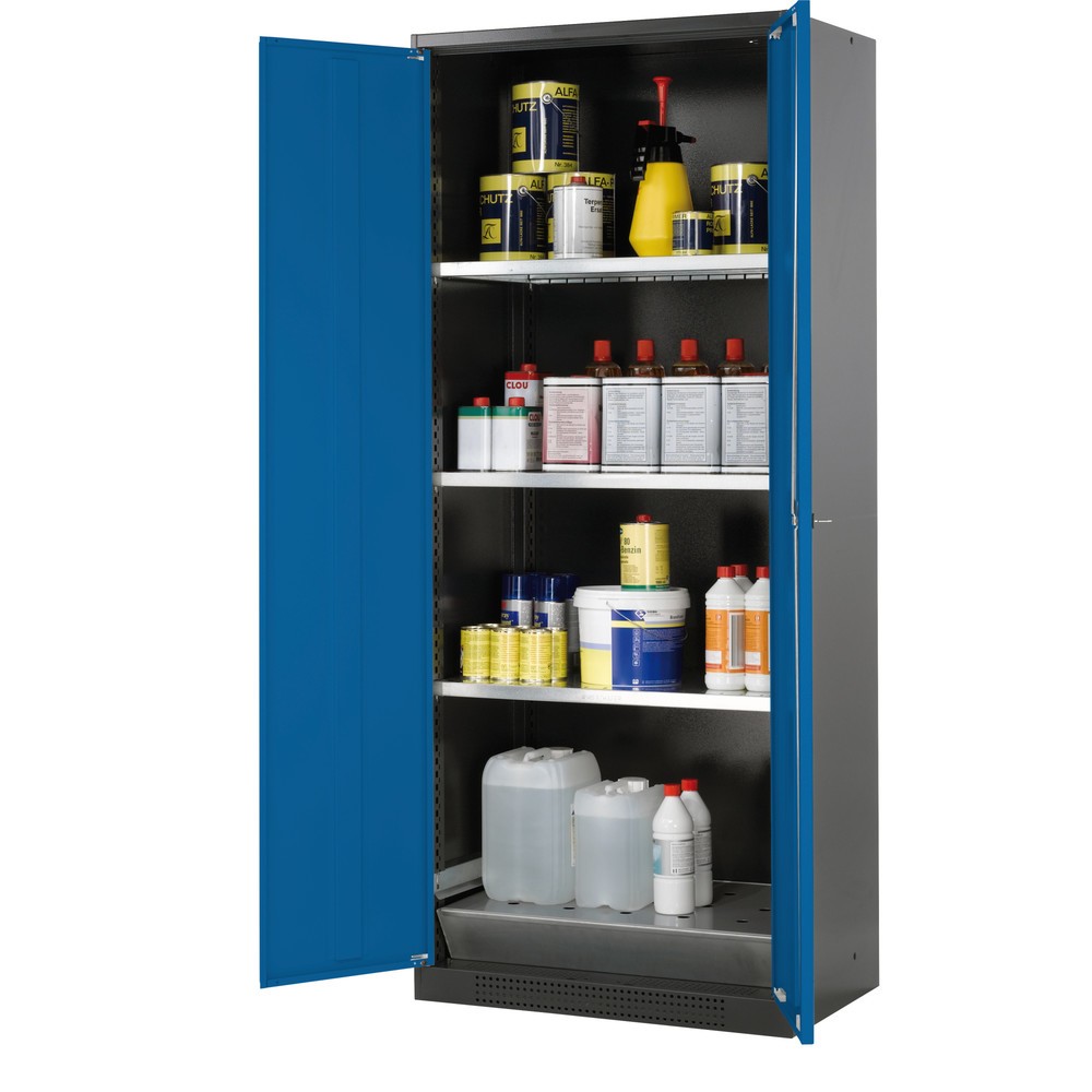Illustration du produit: Armoire pour produits chimiques et toxiques asecos® avec tablettes, HxlxP 1 950 x 810 x 520 mm, bleu gentiane