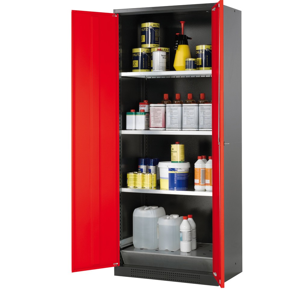 Illustration du produit: Armoire pour produits chimiques et toxiques asecos® avec tablettes, HxlxP 1 950 x 810 x 520 mm, rouge signalisation