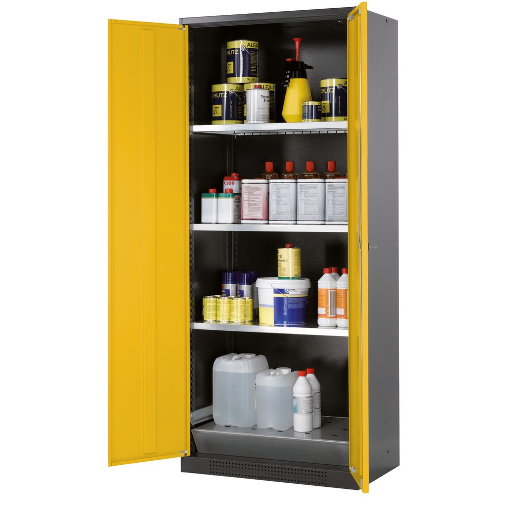 Illustration du produit: Armoire pour produits chimiques et toxiques asecos® avec tablettes, HxlxP 1 950 x 810 x 520 mm, jaune or
