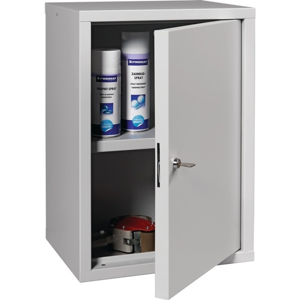 N° de l'image du produit 2 : Armoire suspendue, tôle d'acier, H 600 x l 400 x P 300 mm tôle pleine, 1 tablette, gris clair, RAL 7035 / gris clair, RAL 7035