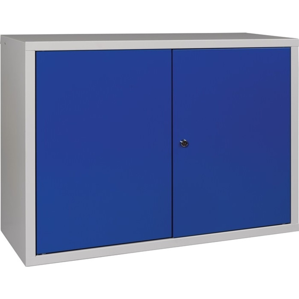 Produktabbildung Nr. 1: Armoire suspendue, tôle d'acier, H 600 x l 800 x P 300 mm tôle pleine, 1 tablette, gris clair, RAL 7035 / bleu gentiane, RAL 5010