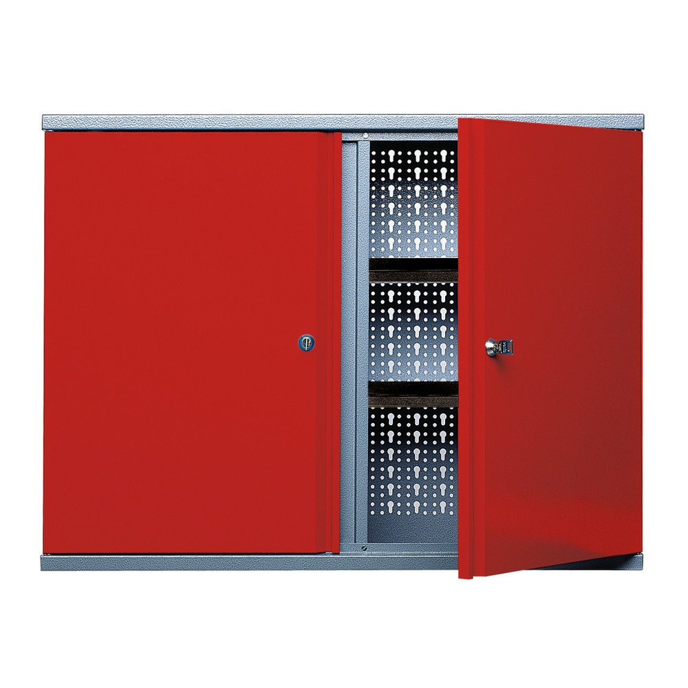 Illustration du produit: Armoire suspendue avec 4 étagères + 2 parois arrière perforées, H x l x P 600 x 800 x 190 mm, rouge