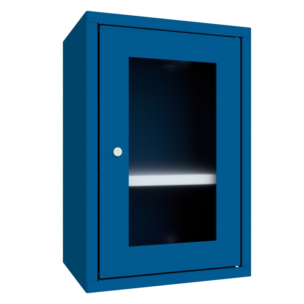 Illustration du produit: Armoire suspendue PAVOY avec regard, H x l x P 600 x 400 x 300 mm, bleu gentiane, bleu gentiane