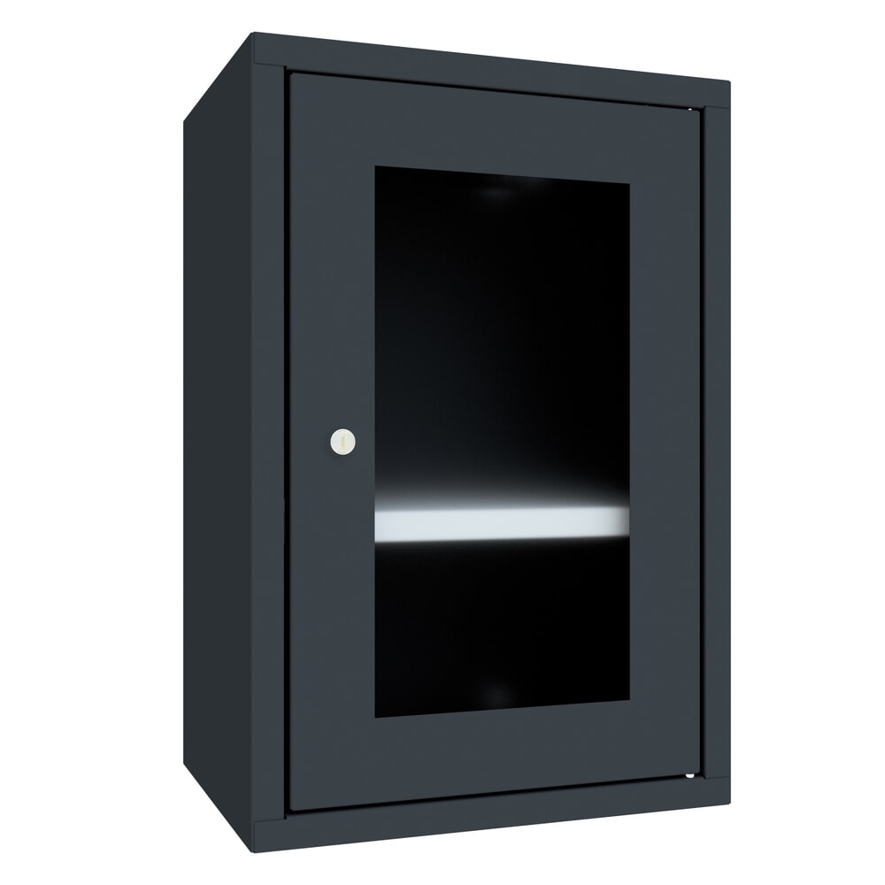 Illustration du produit: Armoire suspendue PAVOY avec regard, H x l x P 600 x 400 x 300 mm, gris anthracite, gris anthracite