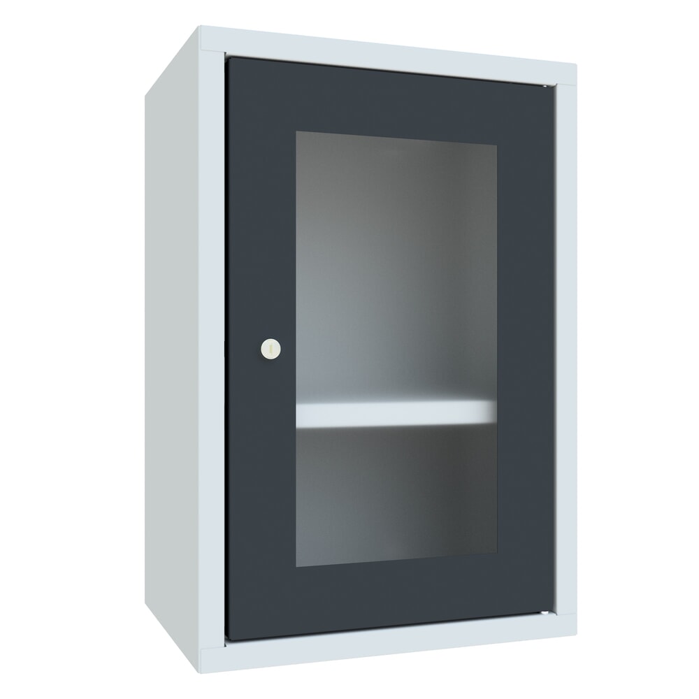 Illustration du produit: Armoire suspendue PAVOY avec regard, H x l x P 600 x 400 x 300 mm, gris anthracite, gris clair