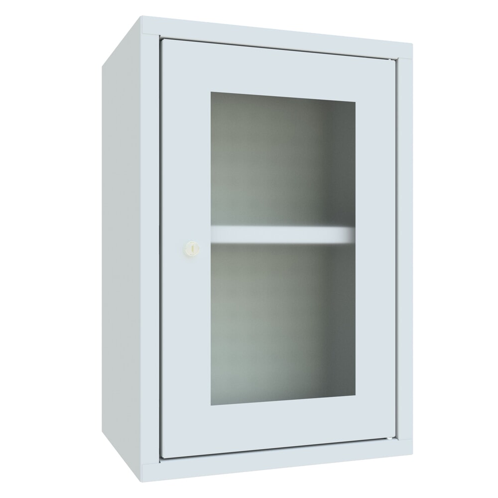 Produktabbildung Nr. 1: Armoire suspendue PAVOY avec regard, H x l x P 600 x 400 x 300 mm, paroi arrière perforée, gris clair, gris clair