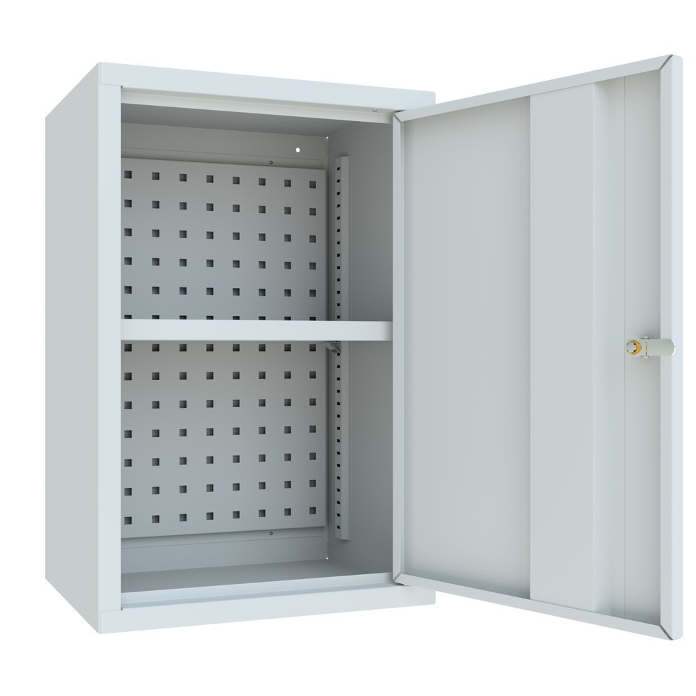 Produktabbildung Nr. 3: Armoire suspendue PAVOY, H x l x P 600 x 400 x 300 mm, paroi arrière perforée, gris clair, gris clair
