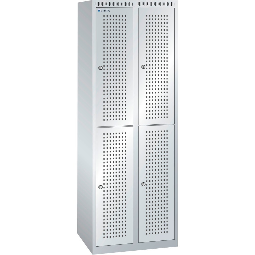 Illustration du produit: Armoire-vestiaire LISTA avec panneau perforé, (PxH) 1 200x500x1 700 mm, sans sous-structure, 2 rangées, 2x2 compartiments, serrure à cylindre