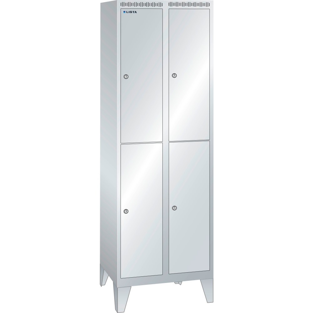 Illustration du produit: Armoire-vestiaire LISTA, (PxH) 500x1 850 mm, avec pieds, 2 rangées, 2x2 compartiments, serrure à cylindre