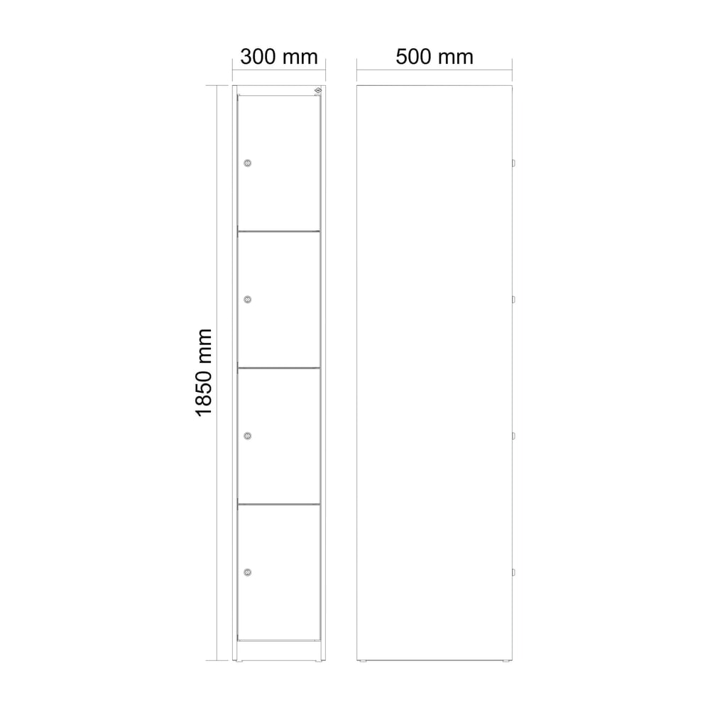 Produktabbildung Nr. 9: C+P Schliessfachschrank Classic PLUS, 1 Abteil, HxBxT 1.850 x 300 x 500 mm, lichtgrau, lichtblau, 4 Fächer, Zylinderschloss