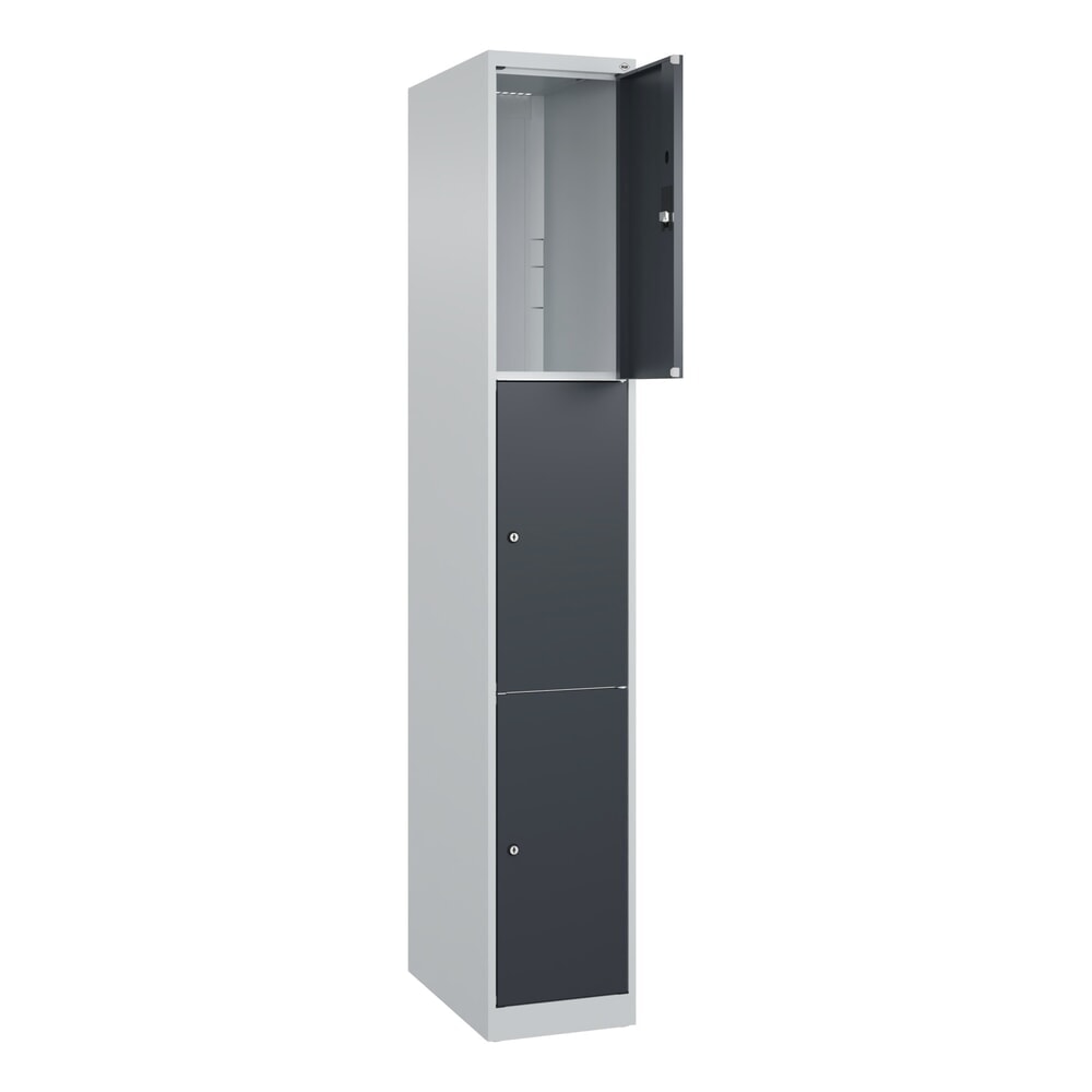 Produktabbildung Nr. 1: C+P Schliessfachschrank Classic PLUS, 1 Abteil, HxBxT 1.850 x 300 x 500 mm, lichtgrau, anthrazitgrau, 3 Fächer, Zylinderschloss