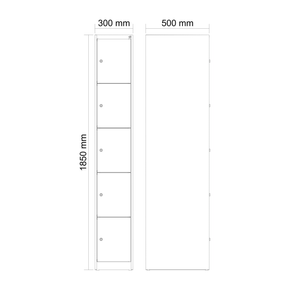 Produktabbildung Nr. 8: C+P Schliessfachschrank Classic PLUS, 1 Abteil, HxBxT 1.850 x 300 x 500 mm, anthrazitgrau, lichtgrau, 5 Fächer, Zylinderschloss