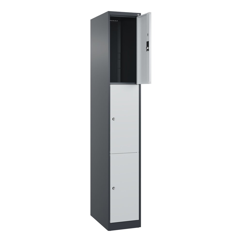 Produktabbildung: C+P Schliessfachschrank Classic PLUS, 1 Abteil, HxBxT 1.850 x 300 x 500 mm, anthrazitgrau, lichtgrau, 3 Fächer, Zylinderschloss