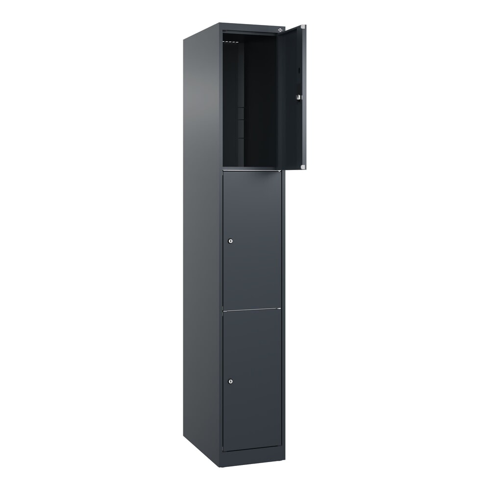 Produktabbildung: C+P Schliessfachschrank Classic PLUS, 1 Abteil, HxBxT 1.850 x 300 x 500 mm, anthrazitgrau, anthrazitgrau, 3 Fächer, Zylinderschloss