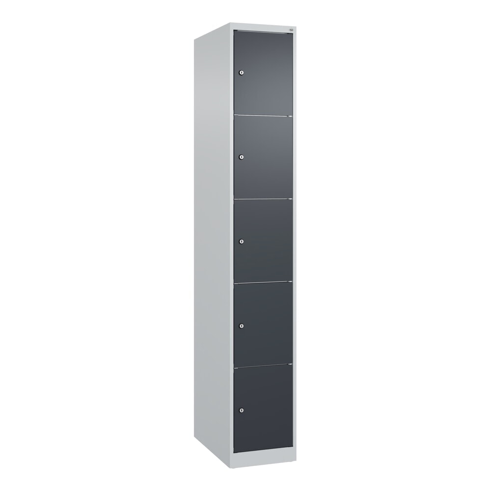 Produktabbildung Nr. 9: C+P Schliessfachschrank Classic PLUS, 1 Abteil, HxBxT 1.850 x 300 x 500 mm, lichtgrau, anthrazitgrau, 5 Fächer, Zylinderschloss