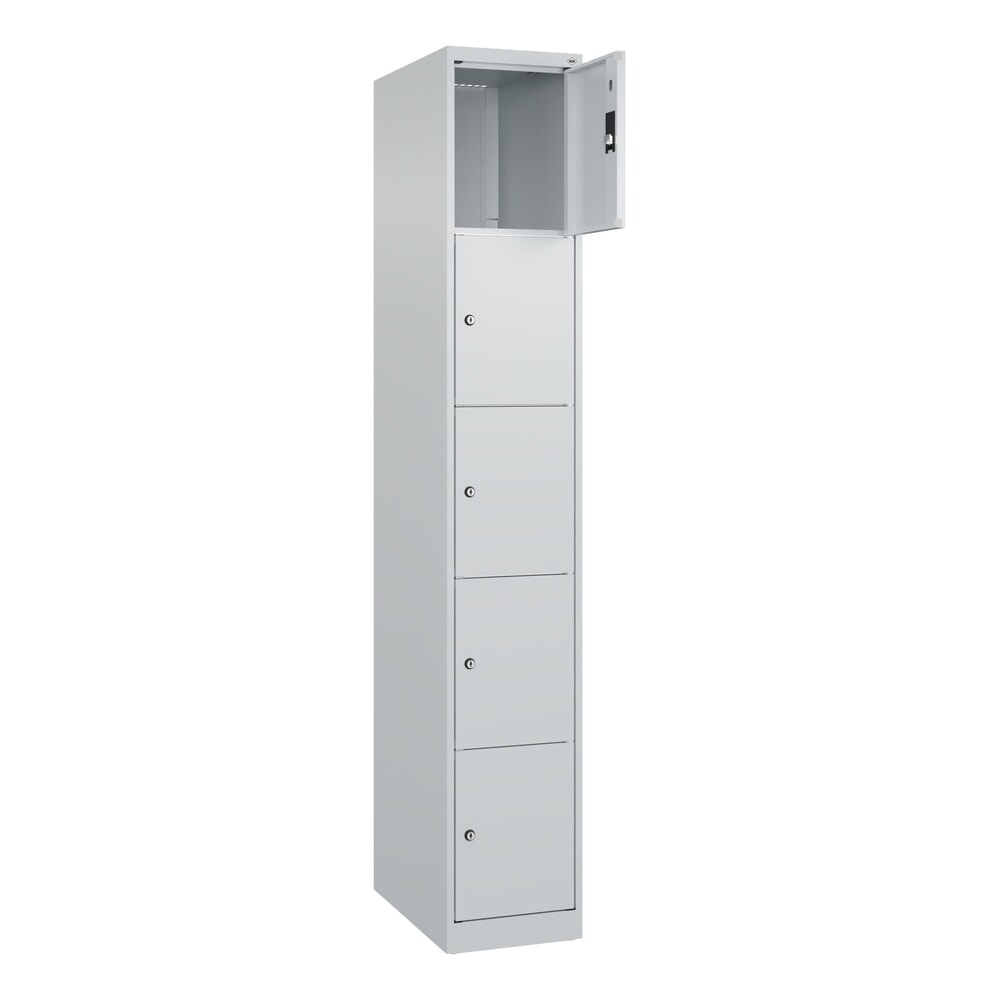 N° de l'image du produit 1 : C+P Schließfachschrank Classic PLUS, 1 Abteil, HxBxT 1.850 x 300 x 500 mm, lichtgrau, lichtgrau, 5 Fächer, Zylinderschloss