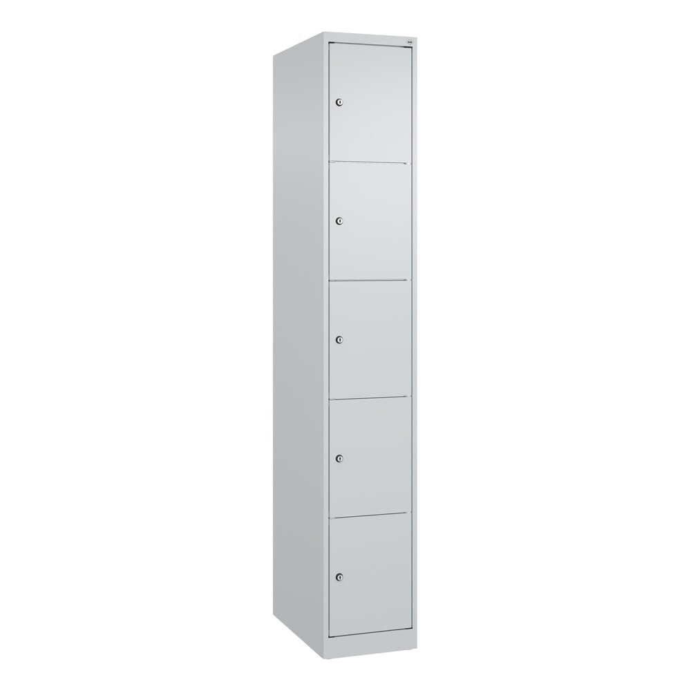 N° de l'image du produit 9 : C+P Schließfachschrank Classic PLUS, 1 Abteil, HxBxT 1.850 x 300 x 500 mm, lichtgrau, lichtgrau, 5 Fächer, Zylinderschloss